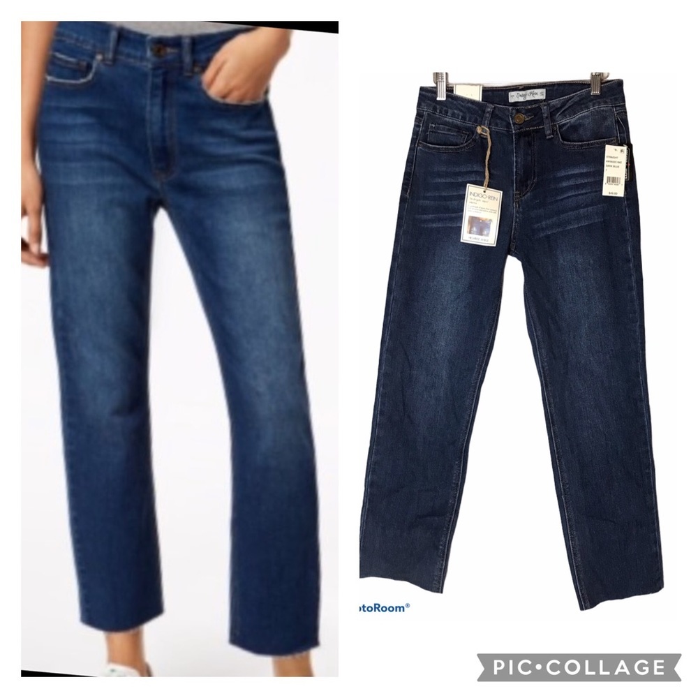 INDIGO REIN Straight High Rise Ankle Jean 7 Junior